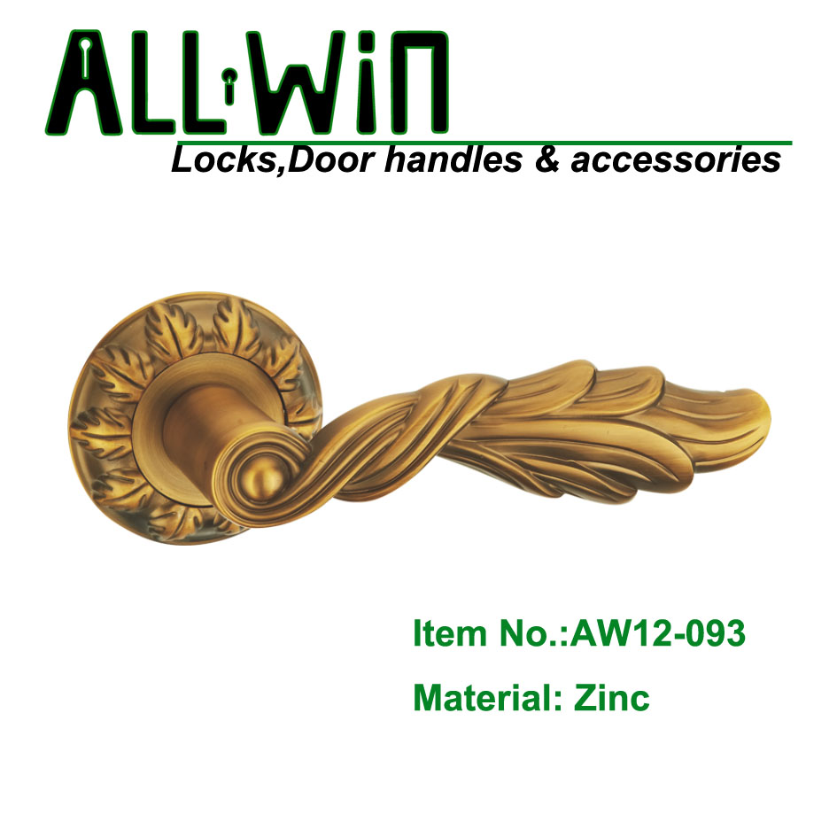 AW12-093 Mid East Zinc Door Handle on Rose