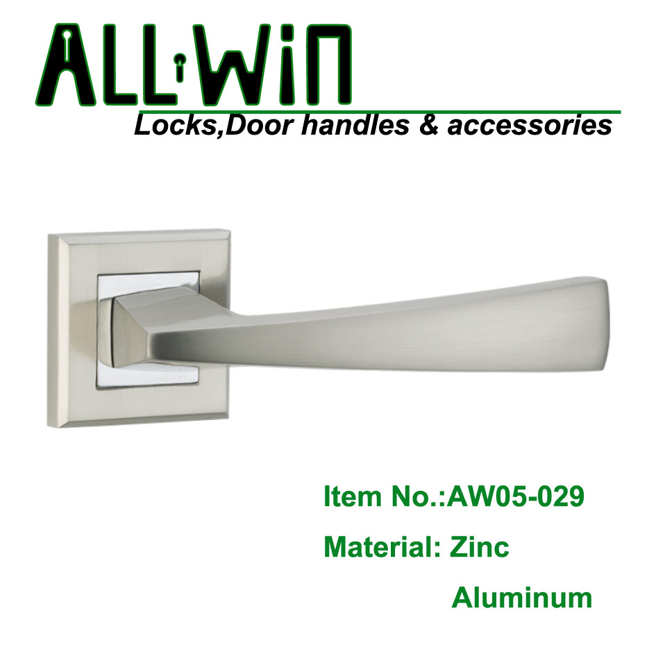 AW05-029 Aluminum door lever handle on rose